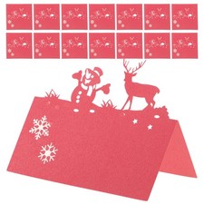  50 Pezzi Biglietti da Tavolo Natalizi in Stile Renna Pupazzo di Neve,