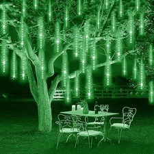 Luci di natale a Pioggia Meteoriti 360 Led solare tubo natalizio verde luce