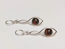 Orecchini Pesce 2 colori - Ambra Baltica e Argento 925, con Certificazione