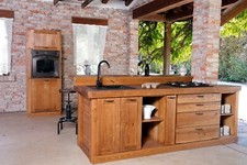 Isola Cucina + colonna tavolo consolle in legno massello 240x80xh90 SU MISURA