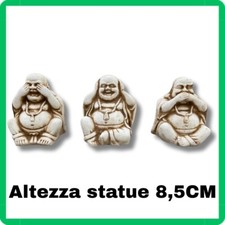 Statua da giardino per esterno interno scultura Buddha set 3pz in cemento 8,5CM