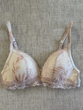 INTIMISSIMI - Reggiseno bralette 32B stampa foglia bordo pizzo rosa morbido floreale senza fili