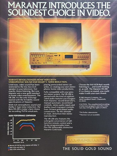 Pubblicità marantz 200 vcr - vr-200,