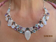 collana argento 925  tormalina topazio perle ametista antica