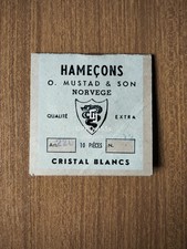 HAMECONS O. MUSTAD NORVEGE CRISTAL BLANCS VINTAGE FISH HOOKS AMI DA PESCA