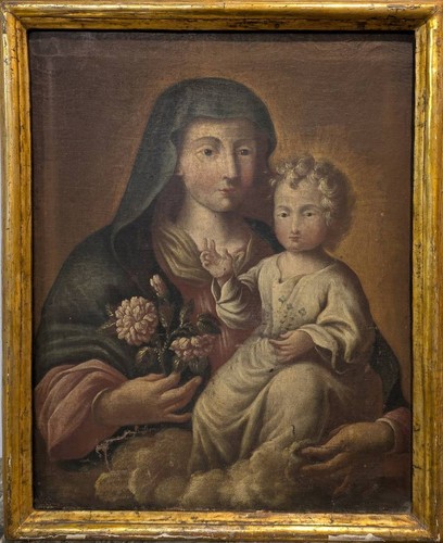 Madonna con bambino olio - con, su