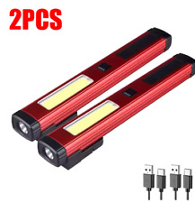 2 pz LAMPADA TORCIA LAVORO PORTATILE LED RICARICABILE FARO DA OFFICINA PESCA