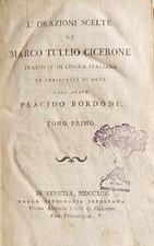 Settecentina. LE ORAZIONI SCELTE DI MARCO TULLIO CICERONE. 1795