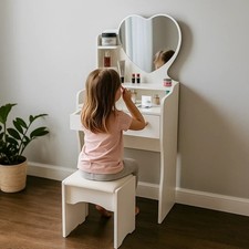 Postazione Trucco Tavolo Makeup Specchiera Toeletta con Specchio a Cuore