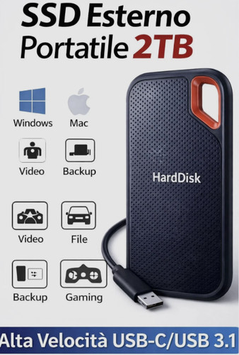 Ssd esterno portatile - portatile, 2tb