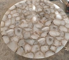 Tavolino da Caffè Pietra Preziosa Agata Bianca - Accento Elegante per Soggiorno e Giardino Déco