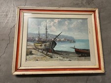 Olio su tela barca misure cm