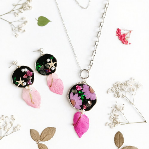 Set orecchini collana foglia