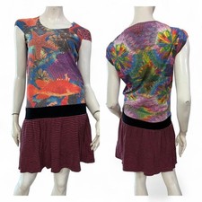 CUSTO BARCELONA Vestito abito multicolore fantasia pesci righe  Tg XS/S