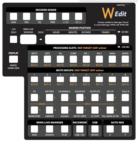 Overlay per behringer touch - overlay, x-touch