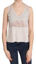 Camicetta SONIA FORTUNA grigia senza maniche tuffo ricamata IT40/XS PREZZO AL PUBBLICO $200