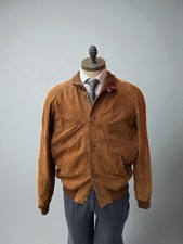 Vintage Real Leather Reindeer Renna Camoscio Bomber Giacca Jacket - Taglia 52 XL