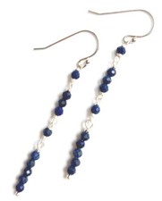 Orecchini pendenti in argento 925 con lapislazzuli naturali sfaccettati da 3  mm