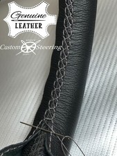 Per Mercedes Sprinter II 13-18 Volante IN Pelle Nera Cover Grigio Medio S.