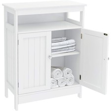 Armadietto da Bagno Soggiorno Autoportante Mobile in Legno da Terra con 2 Ante