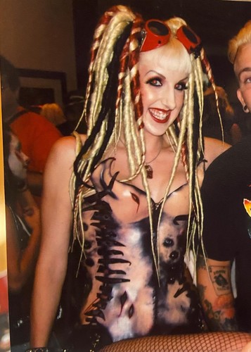 Blond black burgundy dread - &,