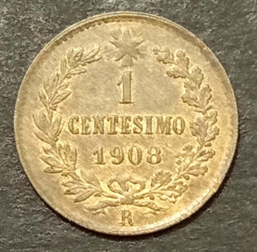 Centesimo lire valore - centesimo, 1908