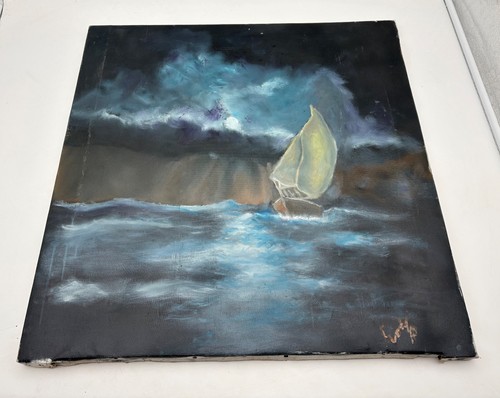 Quadro dipinto nave notte - quadro,