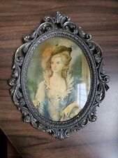 Quadro Cornice Metallo Brunito Ovale Vetro Bombato 