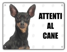 Cartello Attenti al cane Pinscher metallo pvc targa