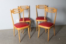 Guppo 4 sedie anni 50 restaurate Modernariato . legno acero e seduta rossa Sky