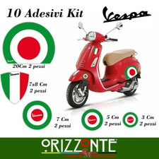 Adesivi moto vespa piaggio kit 10 pz bandiera italiana cerchi e casco decal A22