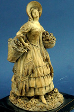 G. LAUNECK Scultura terracotta dama con fiori Liberty stile CACCIAPUOTI Fabris