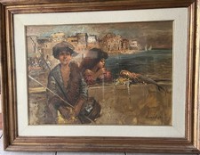 Quadro olio su tela con cornice opera "Scugnizzi" di Nino Salvadori