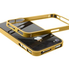 Apple IPHONE 4 4S Cellulare Custodia Bumper Protezione Cover Alluminio - Oro