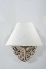 Applique in legno con paralume in stoffa shabby