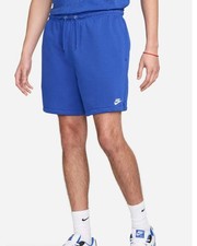  Pantaloncini Shorts UOMO Nike Club Flow French-Terry Blu Royal Cotone 
