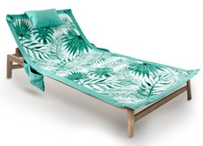 Telo Mare Da Lettino Con Cuscino Modello Comodo Summer Disegno Leaves