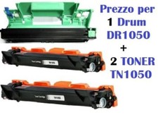 KIT 2 TONER PER BROTHER TN1050+ 1 DRM DR-1050 PER HL-1110 HL-1112 DCP-1610W....