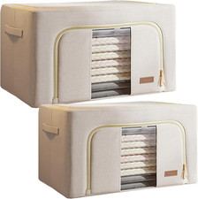 Set Midi 2 Scatole Porta Vestiti, 24 + 66 L, Pieghevole, in Materiale Tessile