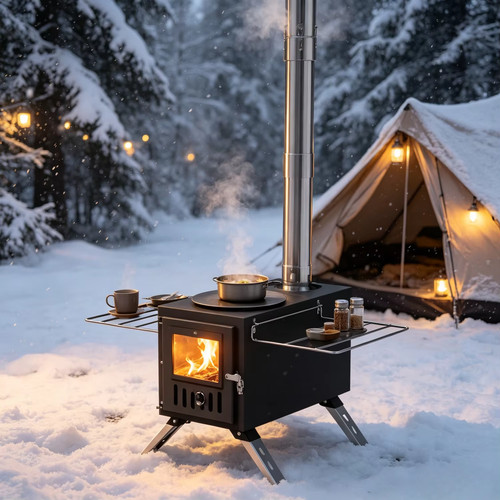 Stufa tenda legna nera - stufa,
