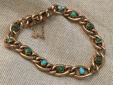 Antico Vintage BRACCIALE in oro 9ct/375 e turchesi - 11 gr Vittoriano fine '800