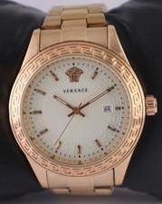 Orologio Da Polso Lusso Versace Uomo Quarzo Quadrante Bianco "Data" Tutto Funzionante Cinturino Acciaio