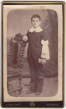 Foto photo bambino prima comunione con fiocco e libro by Gary Bordeaux  cdv 1880