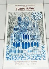 Manifesto TOBIA RAVA' pittore Mostra 1982 Torino Galleria Doria Poster 32x55 