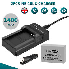 2x Batteria NB-10L per Canon PowerShot G1X G3 X G15 G16 SX40 HS SX50 HS + Caricabatterie