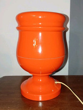 Rara Lampada Da Tavolo Space Age Arancione Anni 70 Vintage Funzionante In Legno 