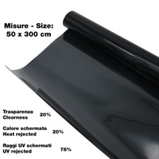Pellicola oscurante nera vetri auto trasp. 20% 300x50cm 78% UV schermati