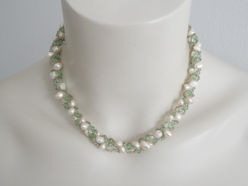 Collana perle pietre vetro - collana, di