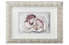 QUADRO SACRO CAPOLETTO SACRA FAMIGLIA CM.65x46 LASTRA ARGENTO 925% COLORE OR4656