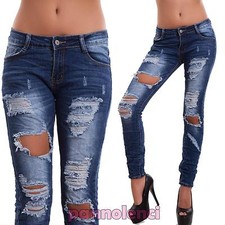 Jeans donna pantaloni strappi skinny ripped slim aderenti sexy nuovi A1233